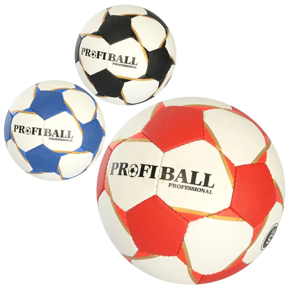 М'яч футбольний розмір5, ПУ1,4мм, ручн. робота,32панелі,400-420г,3 кольори,п/е /30/ від компанії Pavlusha Toys - фото 1
