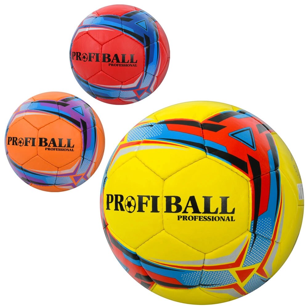 М'яч футбольний розмір5, ПУ1,4мм, ручна робота, 32панелі, 400-420г, 3кольори, в п/е /30/ від компанії Pavlusha Toys - фото 1