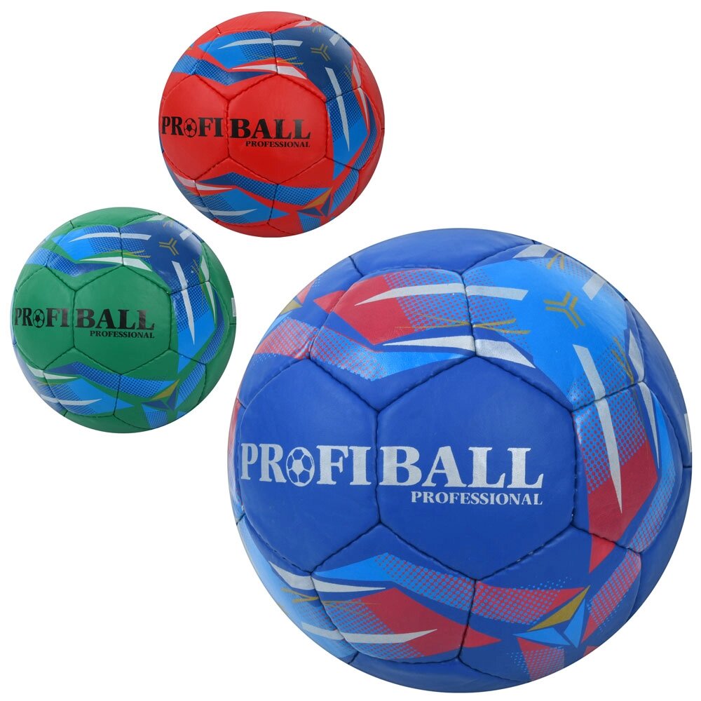 М'яч футбольний розмір5, ПУ1,4мм, ручна робота, 32панелі, 400-420г, 3кольори, в п/е /30/ від компанії Pavlusha Toys - фото 1