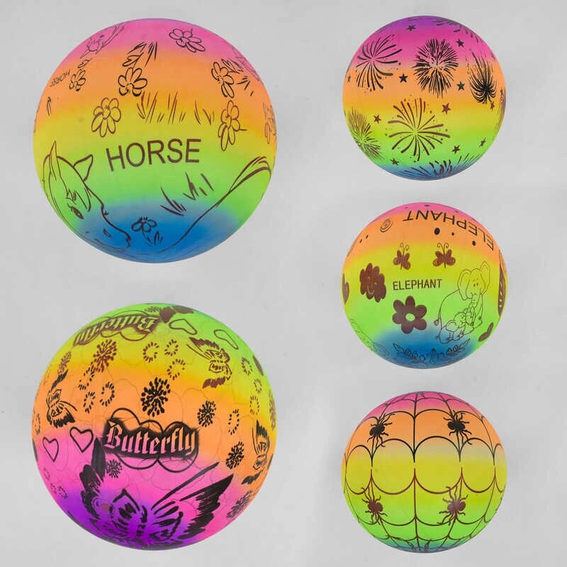 М'яч гумовий 5 видів, розмір 9", вага 70 грамів /400/ від компанії Pavlusha Toys - фото 1