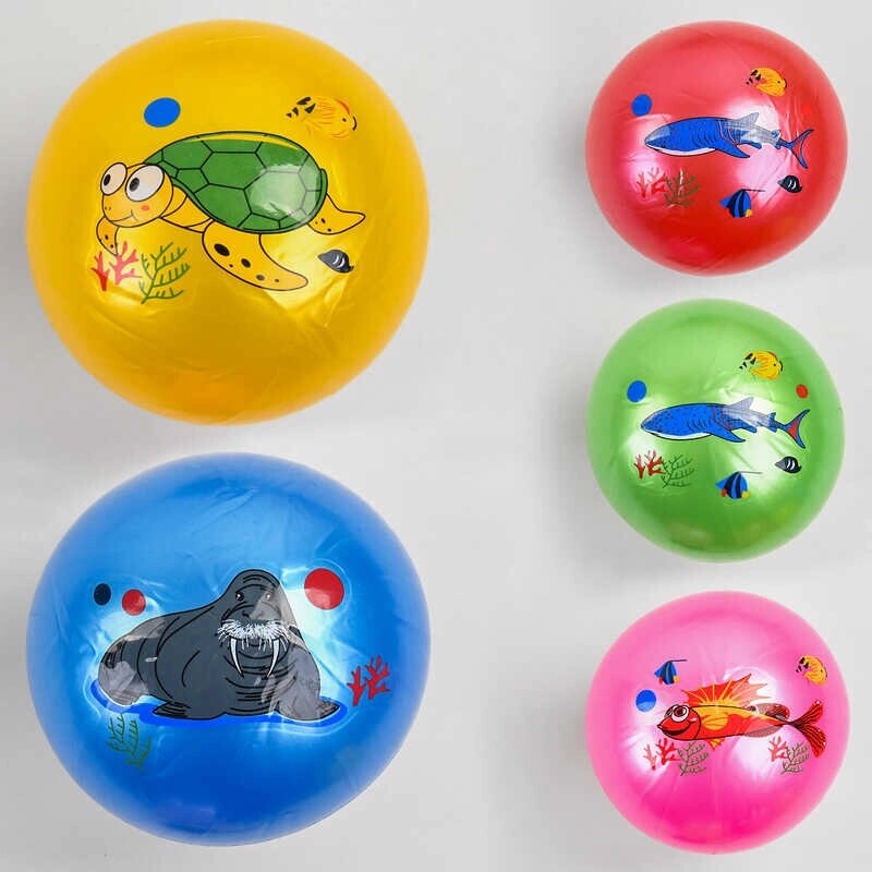 М'яч гумовий 5 видів, розмір 9", вага 70 грамів, перламутровий  /500/ від компанії Pavlusha Toys - фото 1