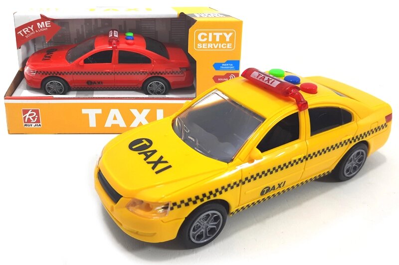 Машина "Таксі" інерційна, озвучена, зі світлом, в кор., 2кольори 11,5*19*9см /96/ від компанії Pavlusha Toys - фото 1
