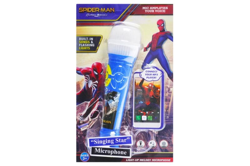 Мікрофон "SPIDERMAN" музичний, зі світлом, на блістері /120/ від компанії Pavlusha Toys - фото 1
