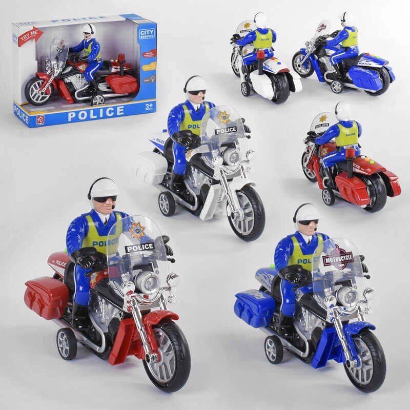 Мотоцикл 3 види, “Поліція”, підсвічування, звук, інерція, в кор. 23*33,5*11,5 см, МІКС ВИДІВ /18/ від компанії Pavlusha Toys - фото 1