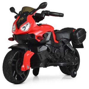 Мотоцикл M 4080EL-3 (1шт) 1 мотор 20W, 1 акум. 6V4,5AH, шкір. сид. , колеса EVA, MP3, муз., світло, червоний.