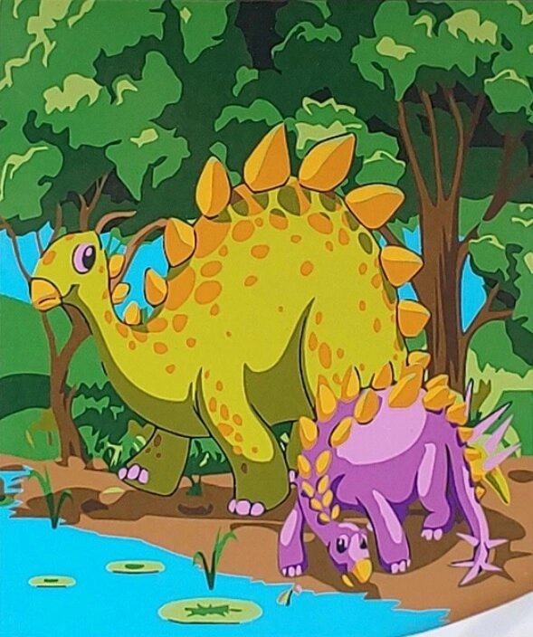 Набір для розпису по номерах Динозаври коло берега Strateg розміром 30х30 см (ES172) від компанії Pavlusha Toys - фото 1