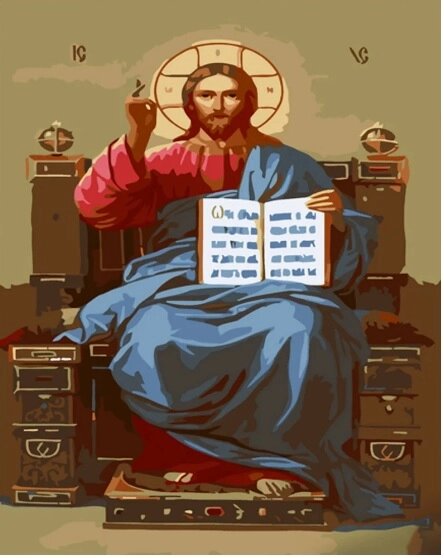 Набір для розпису по номерах Ісус на престолі Strateg розміром 30х40 см (SS6776) від компанії Pavlusha Toys - фото 1