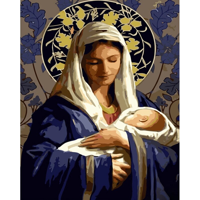 Набір для розпису по номерах Марія з маленьким Ісусом Strateg розміром 40х50 см (GS903) від компанії Pavlusha Toys - фото 1