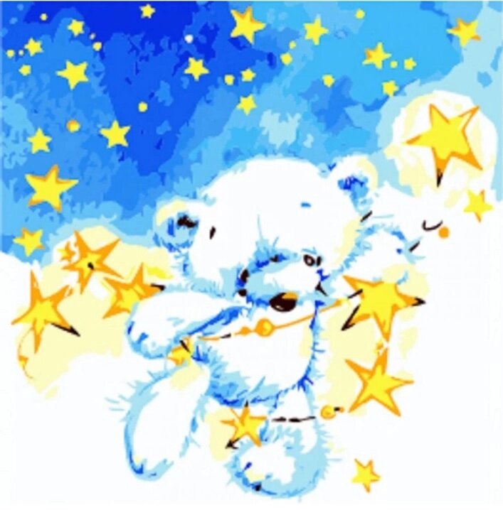 Набір для розпису по номерах Медведик з зірками Strateg розміром 30х30 см (ES233) від компанії Pavlusha Toys - фото 1