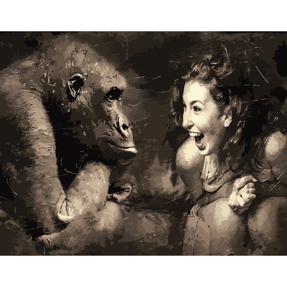 Набір для розпису по номерах Пантоміма з мавпою Strateg розміром 40х50 см (DY084) від компанії Pavlusha Toys - фото 1