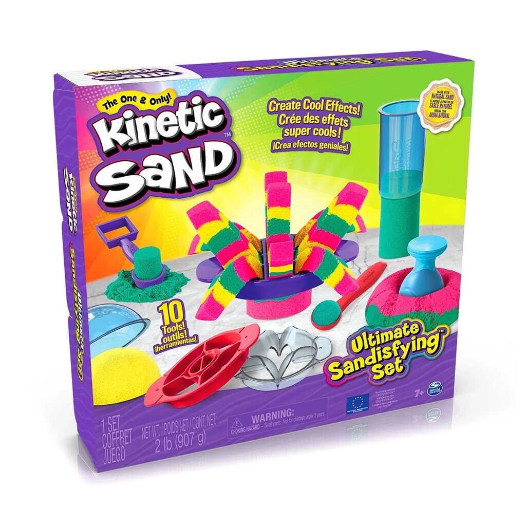 Набір піску для дитячої творчості - KINETIC SAND КОЛЬОРОВІ ПРИГОДИ (3 кольори, 907 g, аксес.) від компанії Pavlusha Toys - фото 1