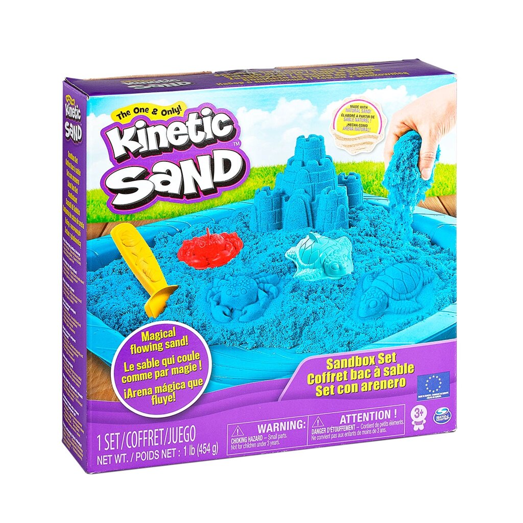 Набір піску для дитячої творчості - KINETIC SAND ЗАМОК З ПІСКУ (блакитний, 454 г, формочки, лоток) від компанії Pavlusha Toys - фото 1