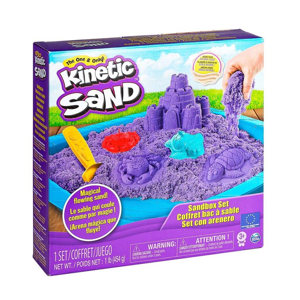 Набір піску для дитячої творчості - KINETIC SAND ЗАМОК З ПІСКУ (фіолетовий,454 г, формочки, лоток) від компанії Pavlusha Toys - фото 1