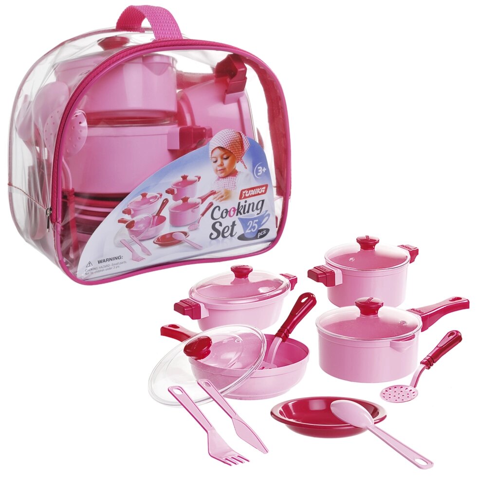 Набір посуду Cooking Set (25 pcs.) рож. Юніка  /20/ від компанії Pavlusha Toys - фото 1