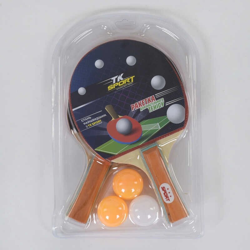Набір ракеток для пінг-понгу "TK Sport" 2 ракетки + 3 м'ячі, в слюді /50/ від компанії Pavlusha Toys - фото 1