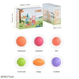 Набір текстурних іграшок TM196 Tumama м'ячики 6шт. в кор. 20,3*7*12,6 /40/ від компанії Pavlusha Toys - фото 1