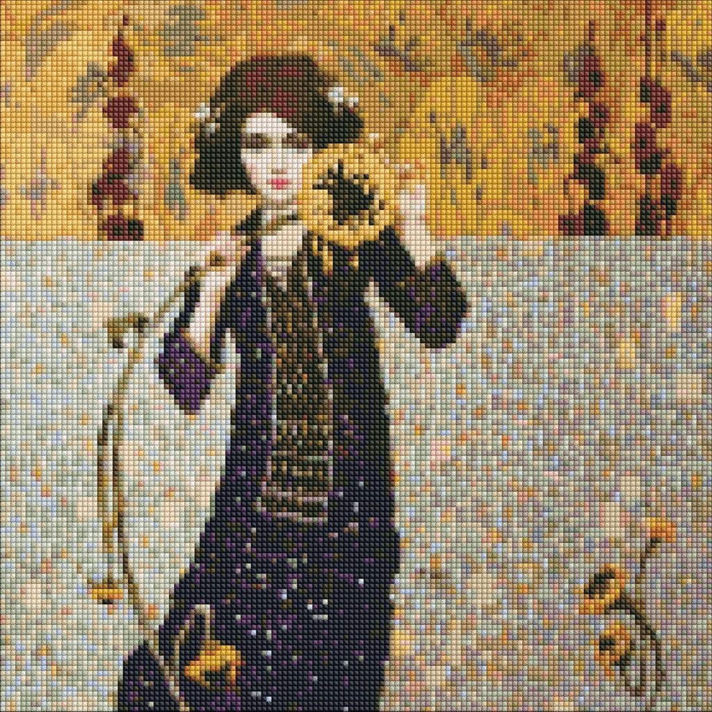 Набір з алмазною мозаїкою "Дівчина з соняшником" 40х40см від компанії Pavlusha Toys - фото 1