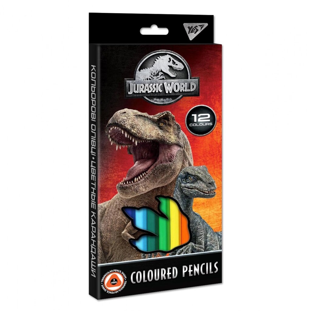 Олівці кольорові YES 12 кол.  "Jurassic World" від компанії Pavlusha Toys - фото 1