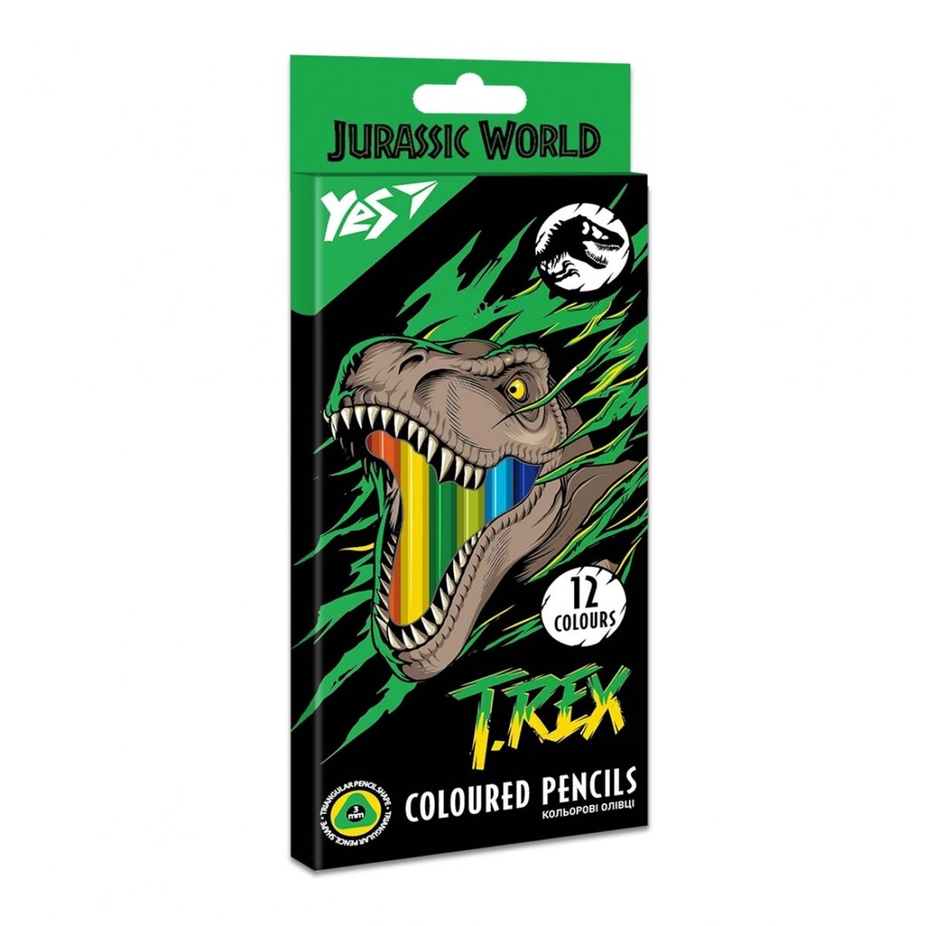 Олівці кольорові YES 12 кол. "Jurassic World" від компанії Pavlusha Toys - фото 1