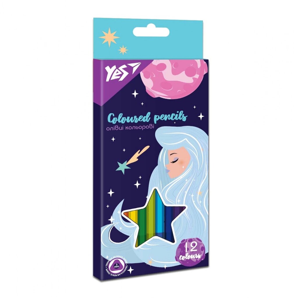 Олівці кольорові YES 12 кол. Space Girl від компанії Pavlusha Toys - фото 1