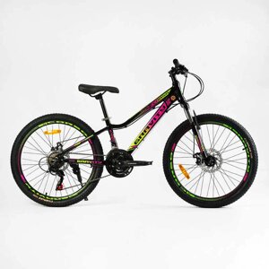 Велосипед Спортивний Corso «Gravity» 24" дюйми рама алюмінієва 12’’, обладнання Shimano 21 швидкість, зібран на 75% /1/