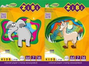 Папір кольоровий двусторонній, А4, 14 аркушів, 7 кольорів, KIDS Line