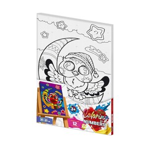 Креативна творчість "Розмальовка за номерами "Coloring by numbers" 31см*21см с. 2 №3 совеня на місяці