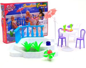 Меблі "Gloria" для пляжу, басейн, стіл, стільці... в кор. 41*30см /24-2/