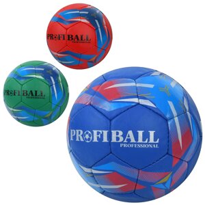 М'яч футбольний розмір5, ПУ1,4мм, ручна робота, 32панелі, 400-420г, 3кольори, в п/е /30/