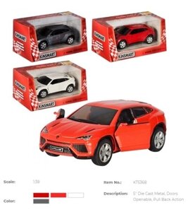 Модель джип LAMBORGHINI URUS 5'' KT5368W метал. інерц. відкр. дв. 4кол. кор./96/