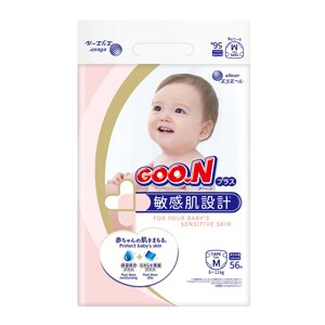 Підгузки GOO. N Plus для дітей 6-11 кг (розмір М, на липучках, унісекс, 56 шт)