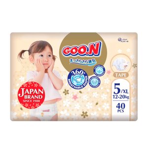 Підгузки GOO. N Premium Soft для дітей 12-20 кг (розмір 5(XL), на липучках, унісекс, 40 шт.)