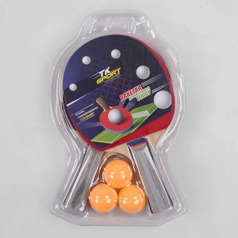 Ракетка для пінг-понгу 2шт + 3 кульки, "TK Sport"  /50/ від компанії Pavlusha Toys - фото 1