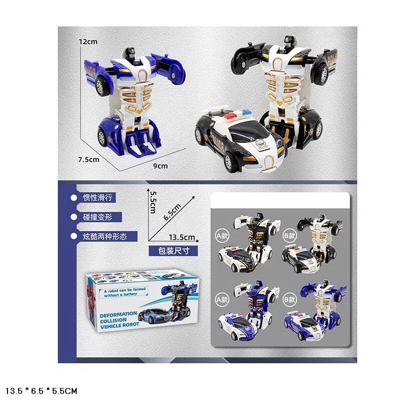 Робот 2 кольори, трансформується у поліцейську машину, кор. 23,5*6,5*4,6см /360-2/ від компанії Pavlusha Toys - фото 1