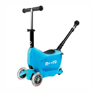 Самокат MICRO серії "Mini2go Deluxe Plus"БЛАКИТНИЙ (до 50 kg, до 20 kg з сидінням, триколісний)