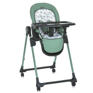 Стільчик ME 1037-B CRYSTAL Green (1шт) для годування, 5-точ. ремені, матрац, 4 колеса, шкір., зелений