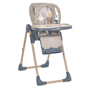 Стільчик ME 1115-W CRAFT Beige (1шт) для годування, 5-точ. ремені, матрац, 2 колеса, шкір., бежевий