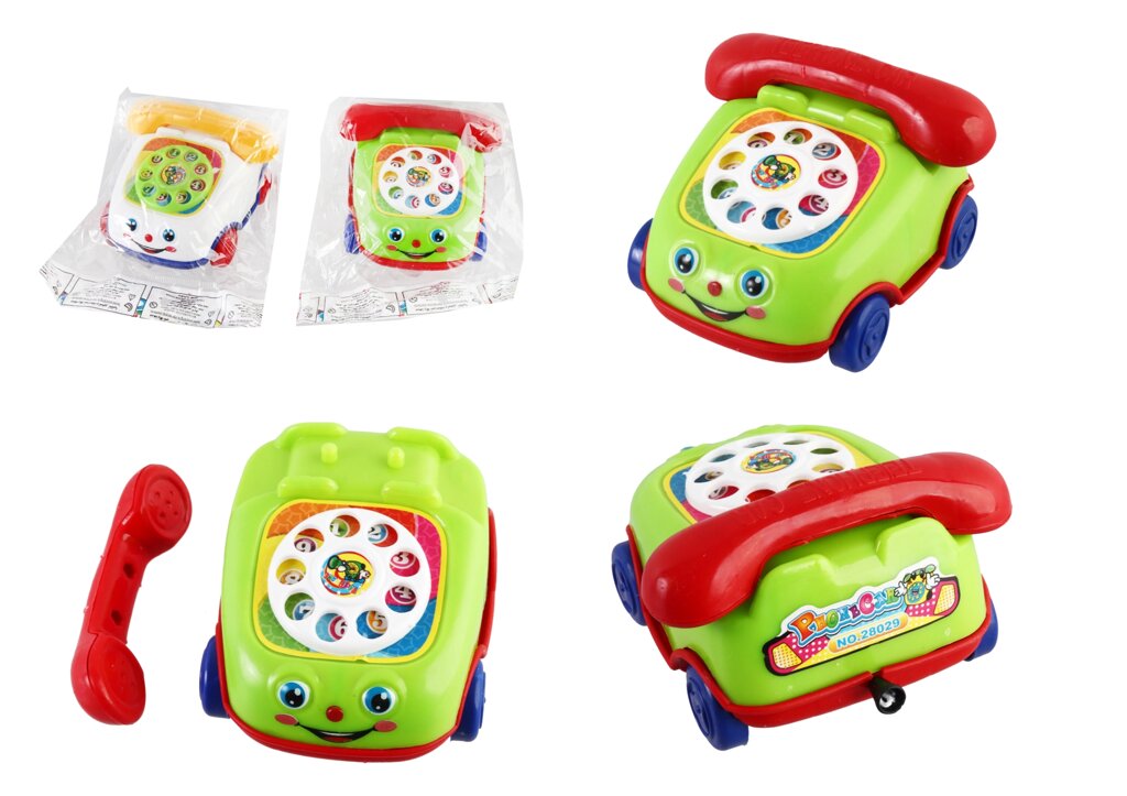 Телефон заводний 3 кольори, машинка, у п/е /490-2/ від компанії Pavlusha Toys - фото 1