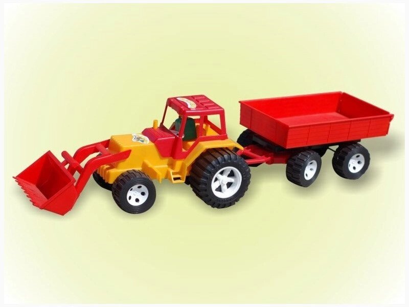Трактор з ковшем і причепом, Бамсік 82 * 18 * 18,5 см / 4 / від компанії Pavlusha Toys - фото 1