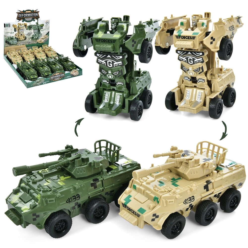 Трансформер інерц, робот+військова машина 14см, 2кольори /8/64/8шт в кор. 31,5-33,5-7см від компанії Pavlusha Toys - фото 1
