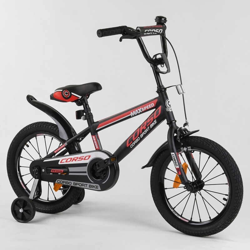 Велосипед 16 "дюймів 2-х колісний" CORSO " сталева рама, сталеві протиударні диски з посиленою спицею, зібраний на 75% від компанії Pavlusha Toys - фото 1