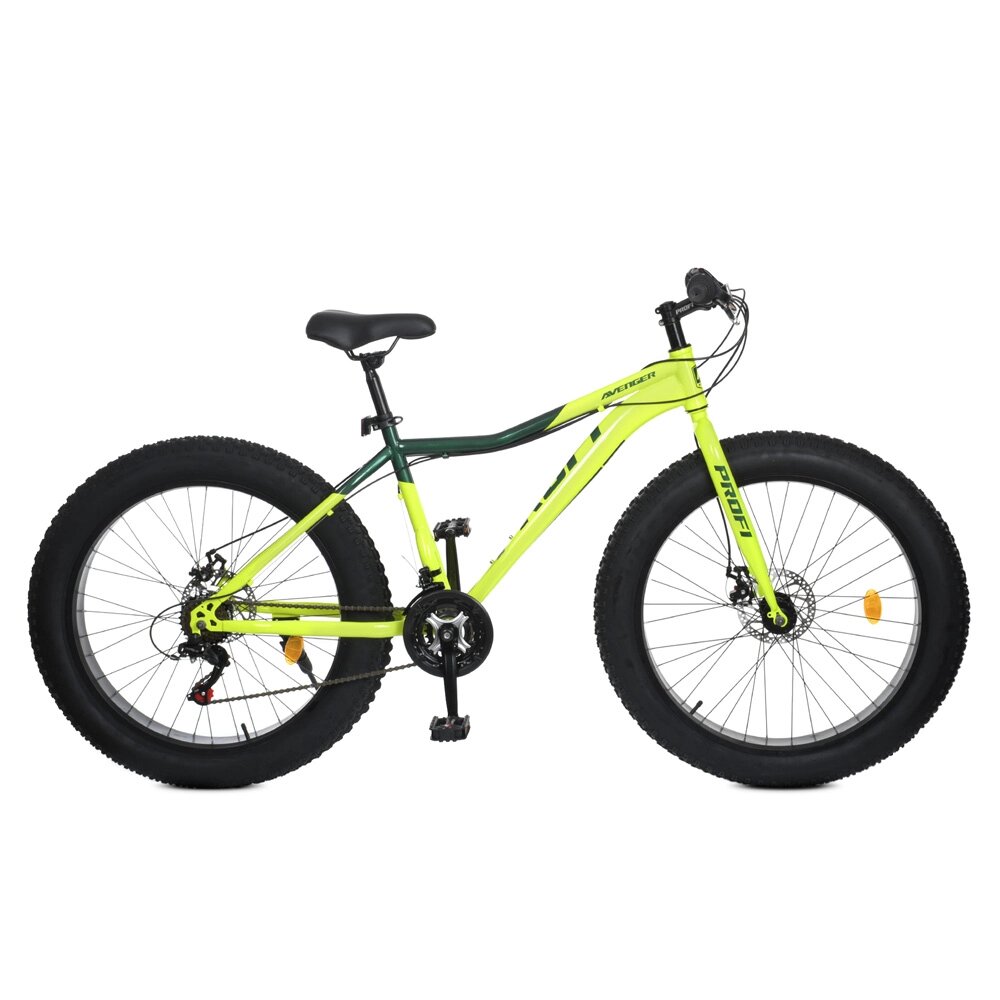 Велосипед 26 д. EB26AVENGER 1.0 S26.3 (1шт) сталева рама 17", Shimano 21SP, ал. DB, ал. обiд,26"*4.0, салатовий від компанії Pavlusha Toys - фото 1