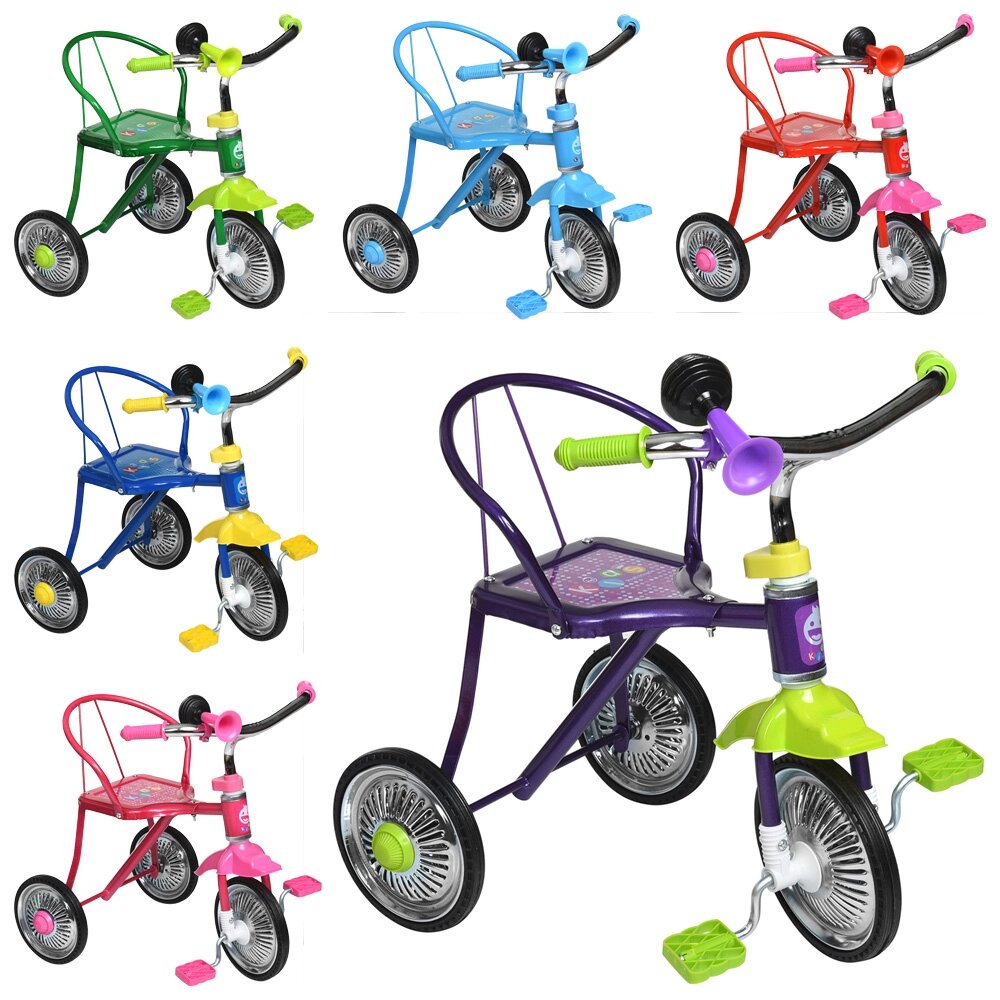 Велосипед 3 кол, хром, 6 кольорів, клаксон, 51-52-40 см /6/ від компанії Pavlusha Toys - фото 1
