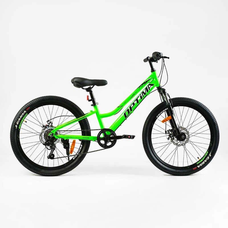 Велосипед Спортивний Corso «OPTIMA» 24" дюйми рама алюмінієва 11'', обладнання Shimano RevoShift 7 швидкістей, зібран від компанії Pavlusha Toys - фото 1