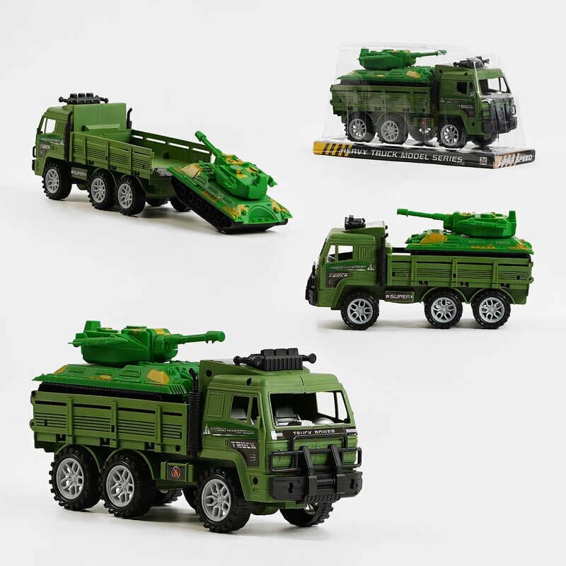 Військова техніка вантажівка і танк, вантажівка з інерцією, в слюді /96-2/ від компанії Pavlusha Toys - фото 1