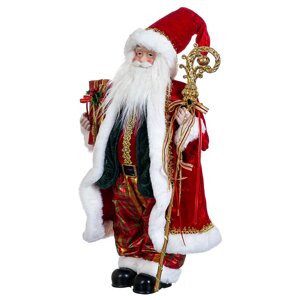 Фігурка «Санта з посохом» у червоному