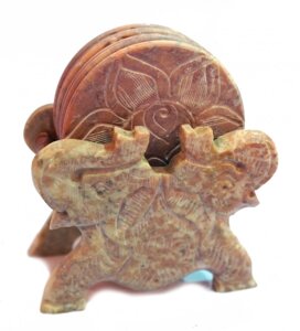 Набір 6 кам'яних підставок під гаряче Два слони