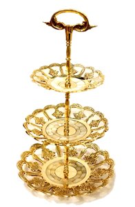 Цукерка 3 яруси Shell жовтий метал Ажурна