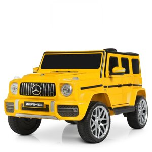Дитячий електромобіль Джип Mercedes-Benz G63, музика, колеса EVA, шкіряне сидіння, M 4214 EBLR-6 жовтий