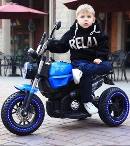 Дитячий електромобіль Мотоцикл BMW_BQ, 3-х колісний, Шкіряне сидіння, Гумові колеса, дитячий електромобіль